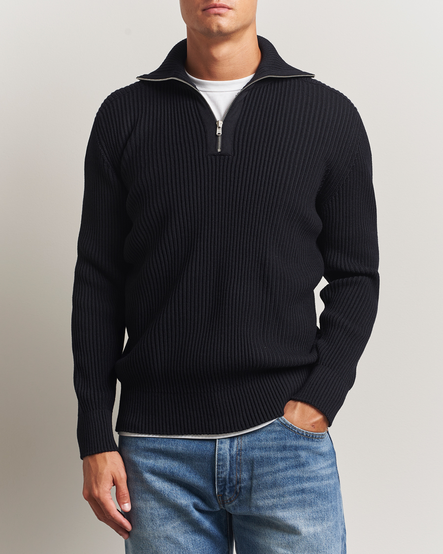Hombres | Jerséis y prendas de punto | S.N.S. Herning | Fender Short Zip Navy Blue