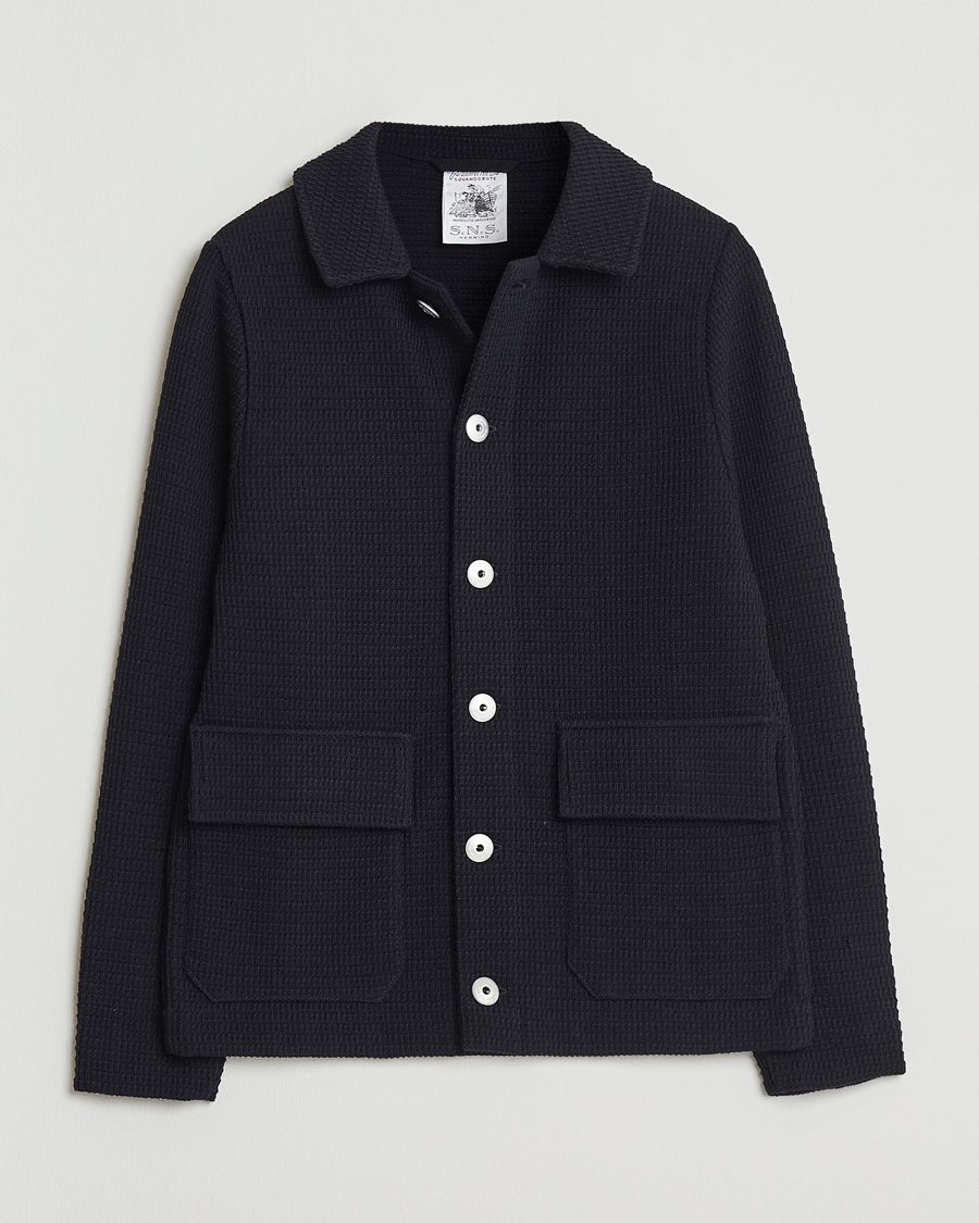Hombres | Jerséis y prendas de punto | S.N.S. Herning | Wool Chore Jacket Navy