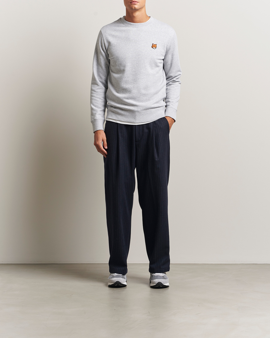 Hombres | Jerséis y prendas de punto | Maison Kitsuné | Fox Head Sweatshirt Light Grey Melange