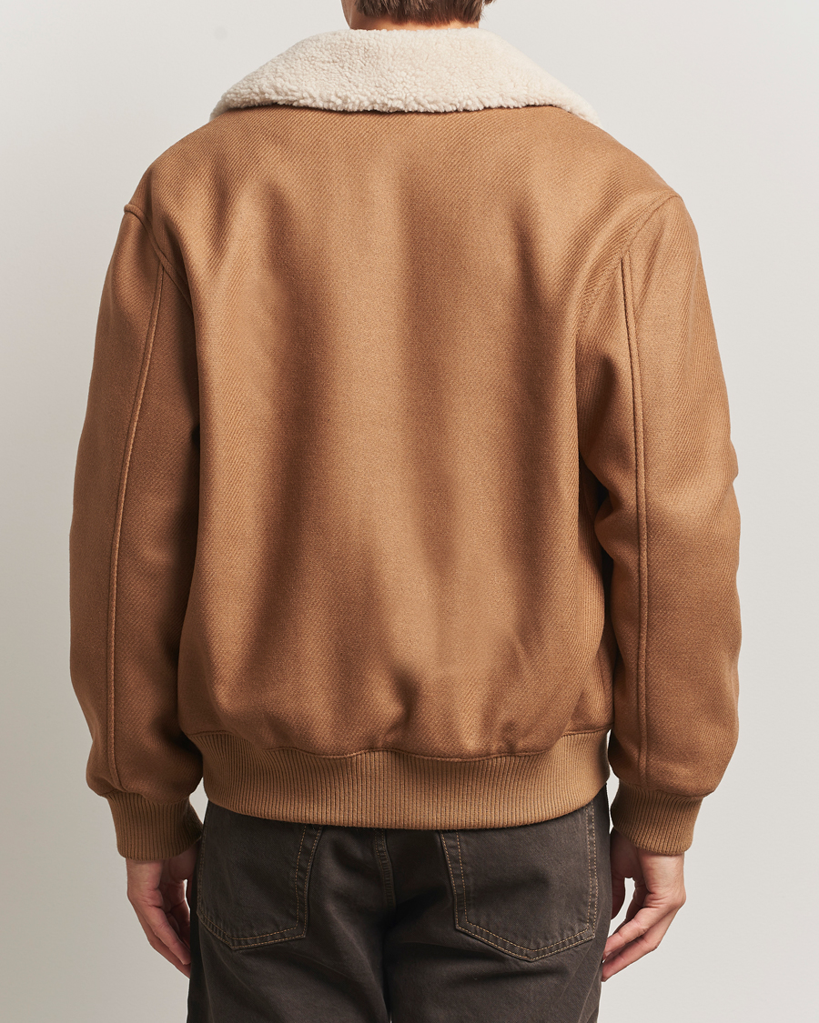 Hombres | Abrigos y chaquetas | Maison Kitsuné | Wool Shearling Collar Aviator Jacket Ginger Brown