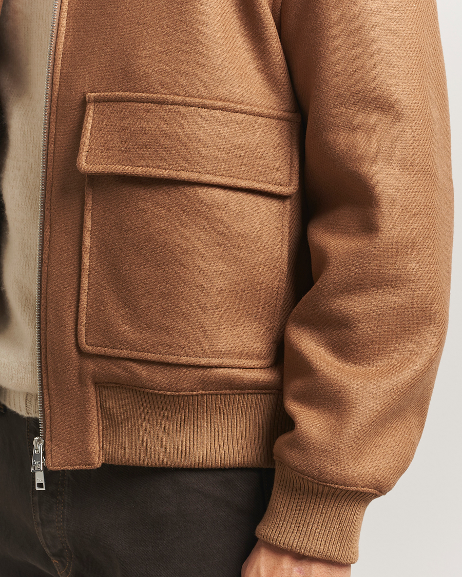 Hombres | Abrigos y chaquetas | Maison Kitsuné | Wool Shearling Collar Aviator Jacket Ginger Brown