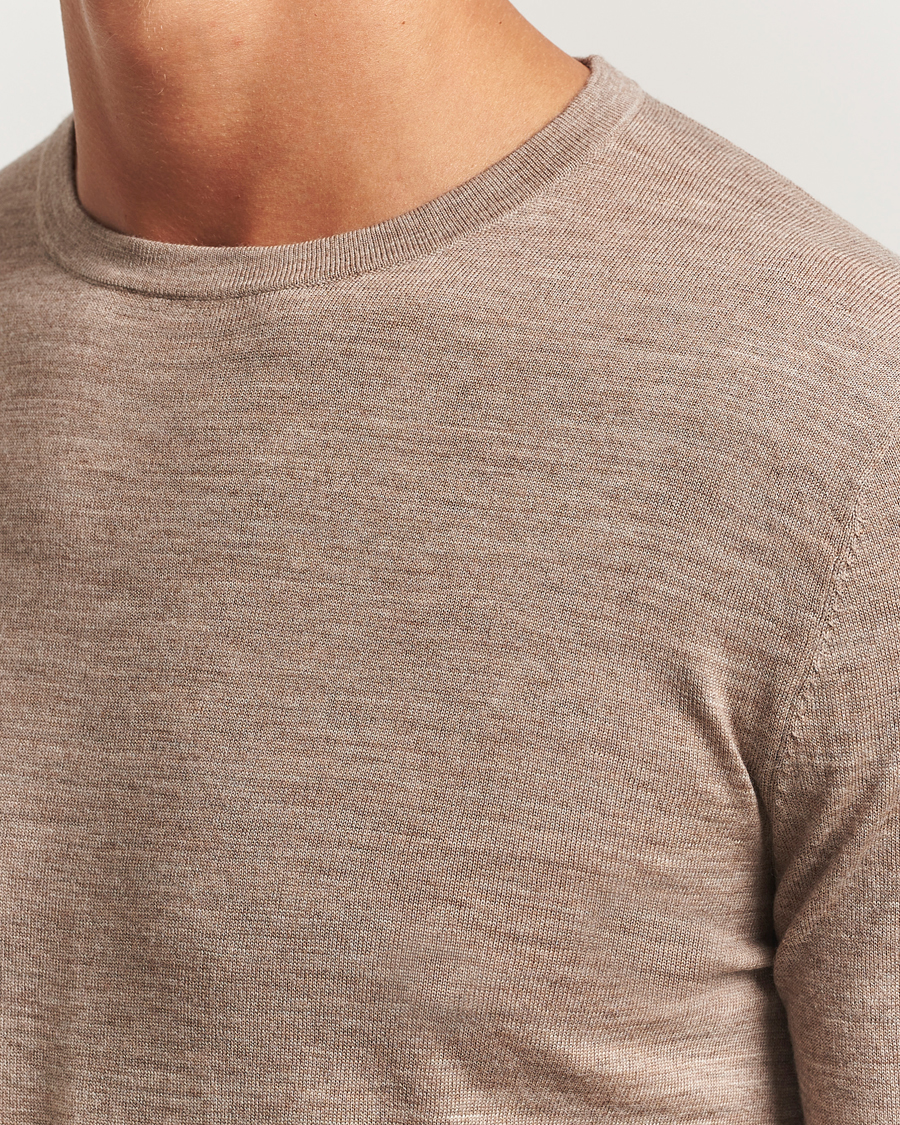 Hombres | Jerséis y prendas de punto | Tiger of Sweden | Connor Extra Fine Merino Crew Neck Pullover Beige Melange