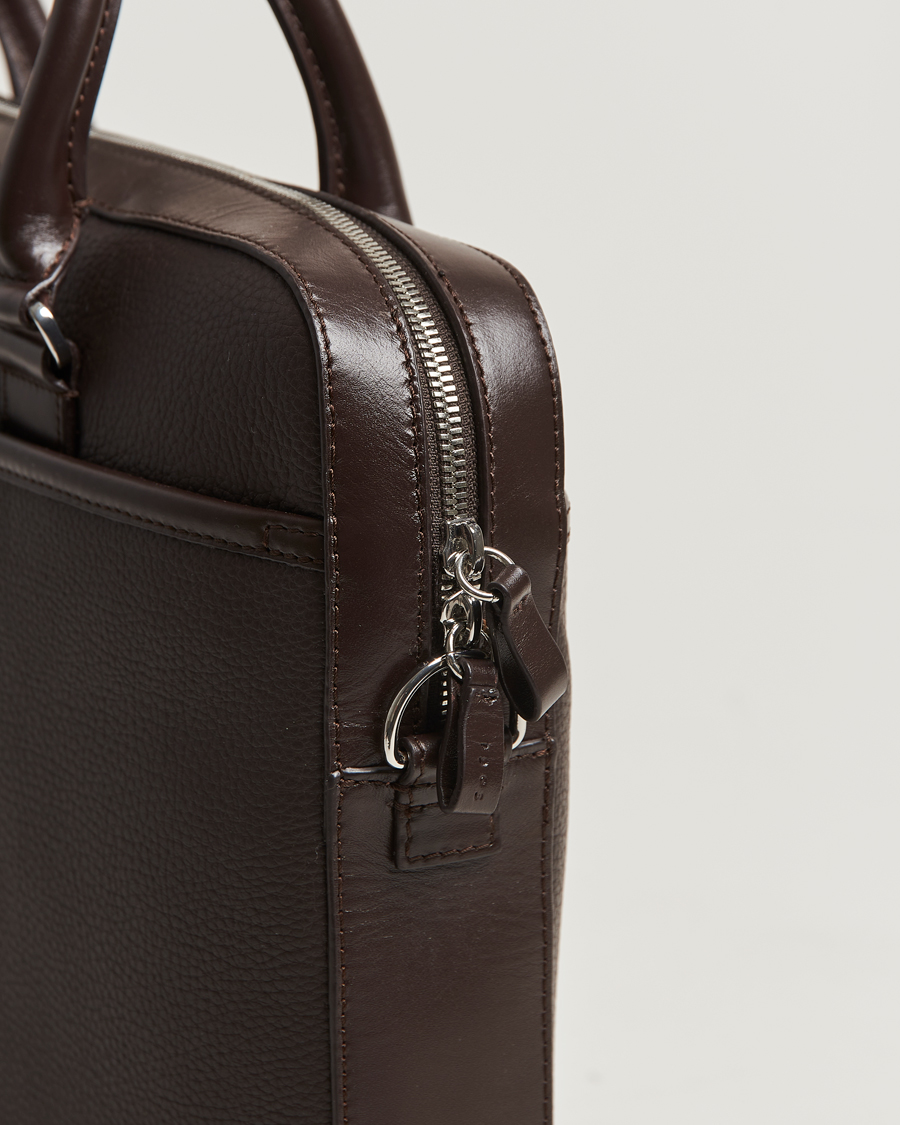 Hombres | Bolsos | Tiger of Sweden | Bosun Grained Leather Briefcase Dark Brown