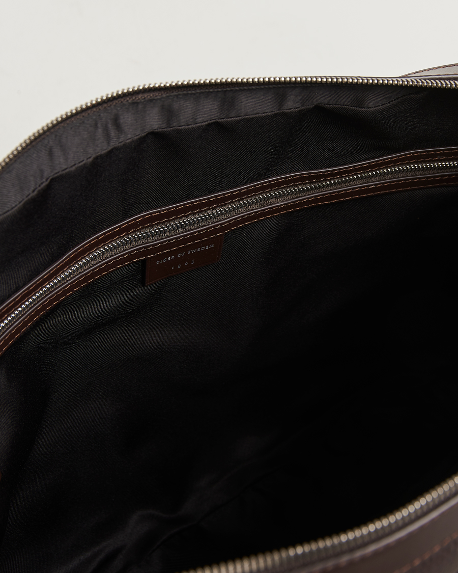 Hombres | Bolsos | Tiger of Sweden | Bosun Grained Leather Briefcase Dark Brown