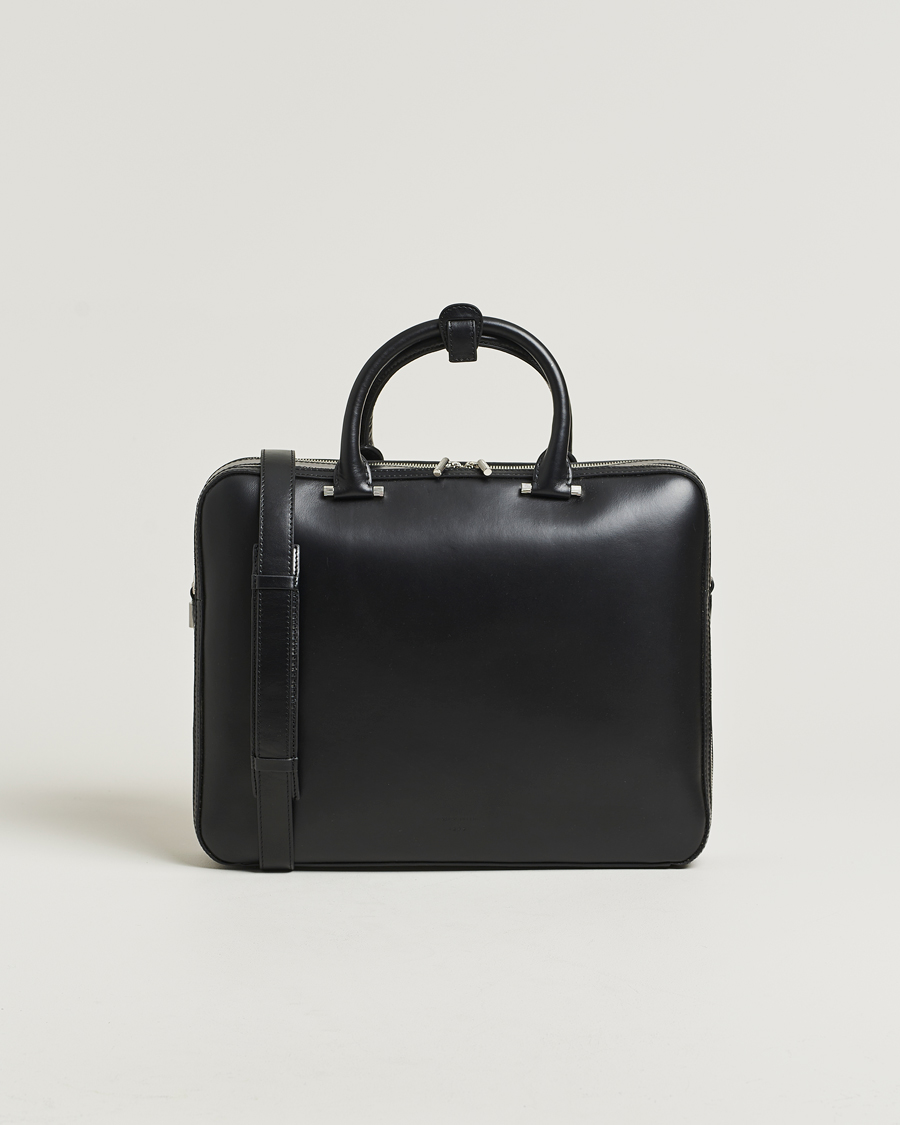 Hombres | Bolsos | Tiger of Sweden | Valise Smooth Leather Double Zip Briefcase Black