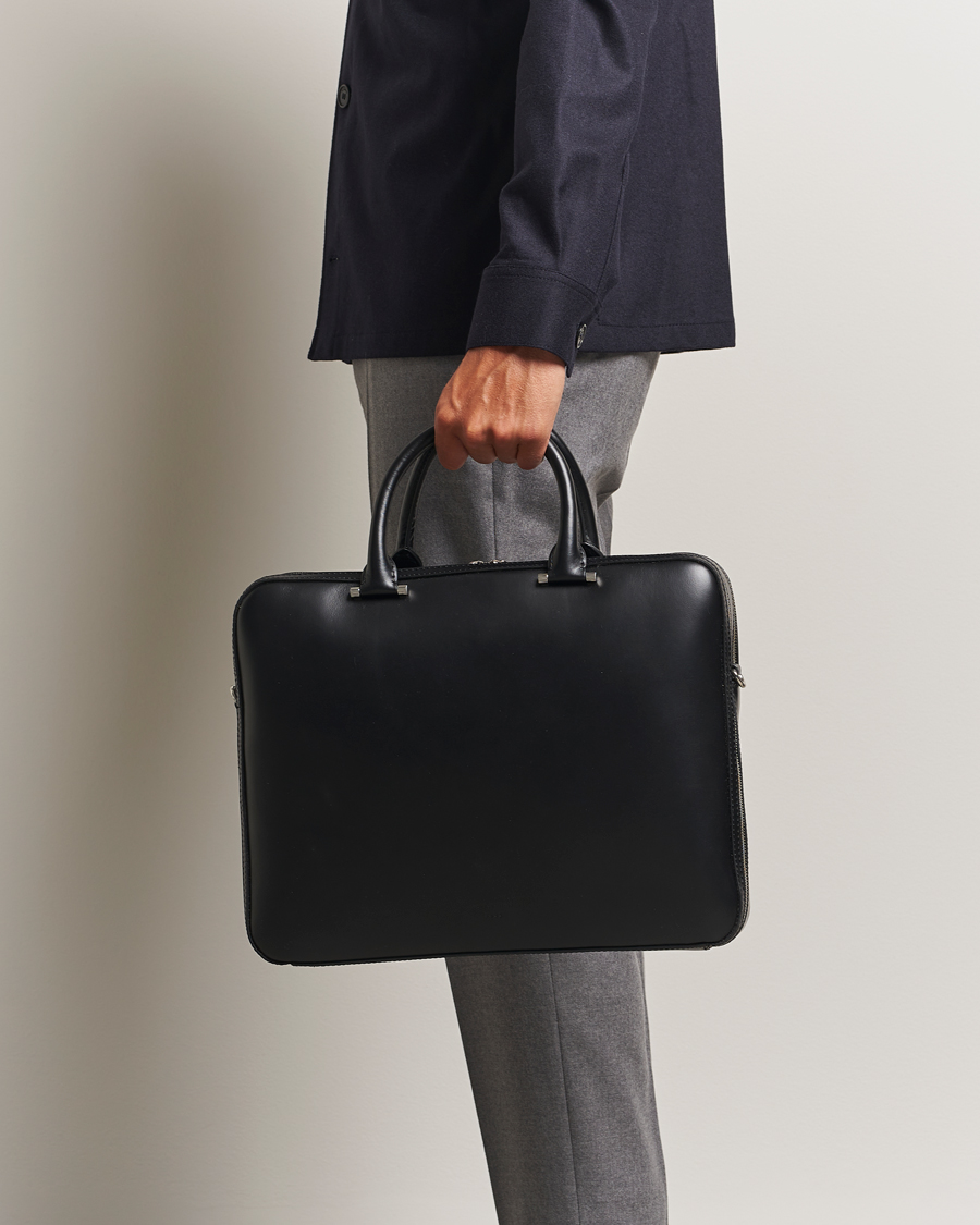 Hombres | Bolsos | Tiger of Sweden | Valise Smooth Leather Double Zip Briefcase Black