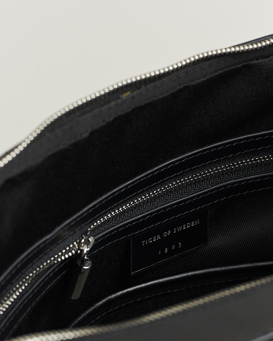 Hombres | Bolsos | Tiger of Sweden | Valise Smooth Leather Double Zip Briefcase Black