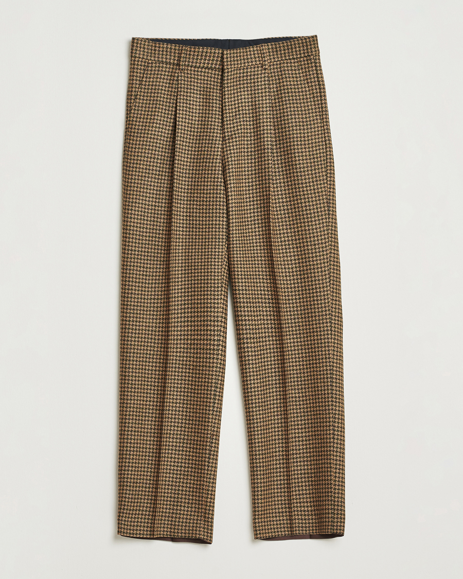 Hombres | Pantalones | Tiger of Sweden | Todne Swedish Wool Dogtooth Trousers Brown Olive