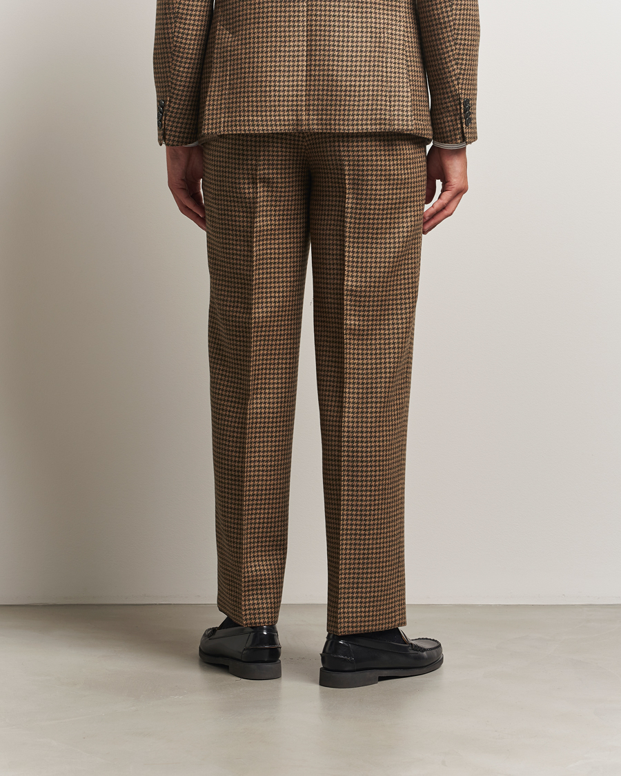 Hombres | Pantalones | Tiger of Sweden | Todne Swedish Wool Dogtooth Trousers Brown Olive