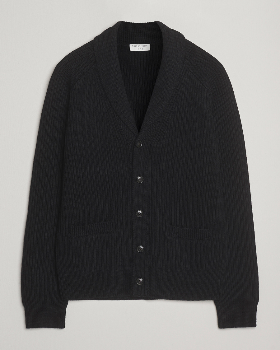 Hombres | Jerséis y prendas de punto | Tiger of Sweden | Lester Heavy Wool Cardigan Black