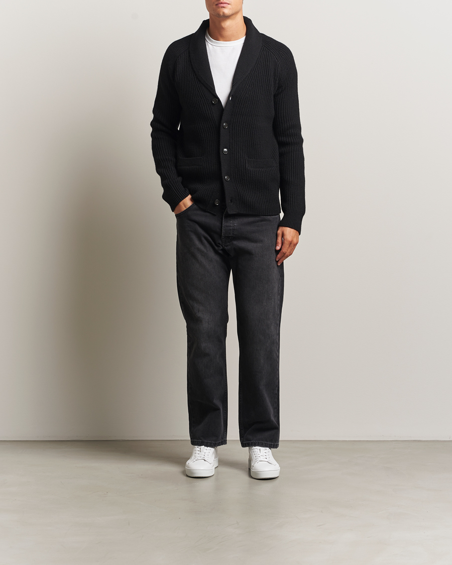 Hombres | Jerséis y prendas de punto | Tiger of Sweden | Lester Heavy Wool Cardigan Black