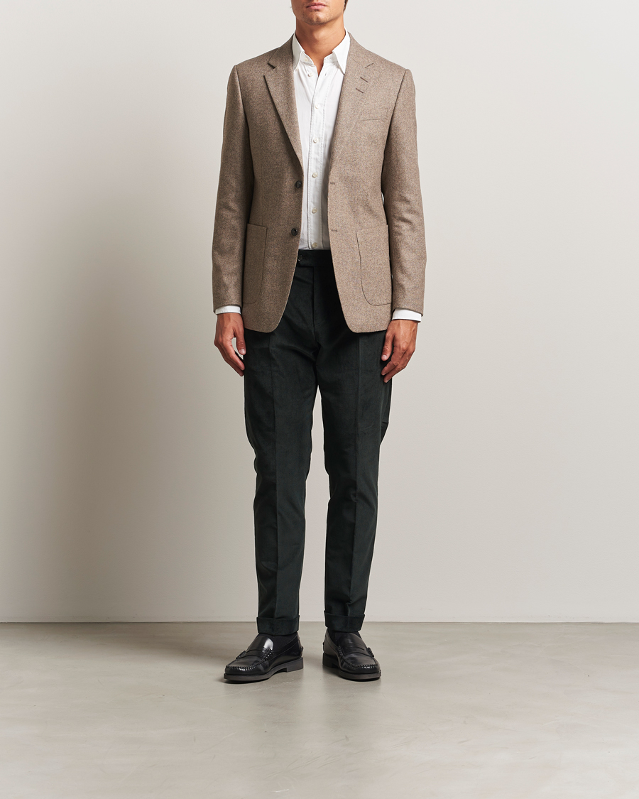 Hombres | Pantalones | Tiger of Sweden | Tenuta Pleated Corduroy Trousers Midnight Green