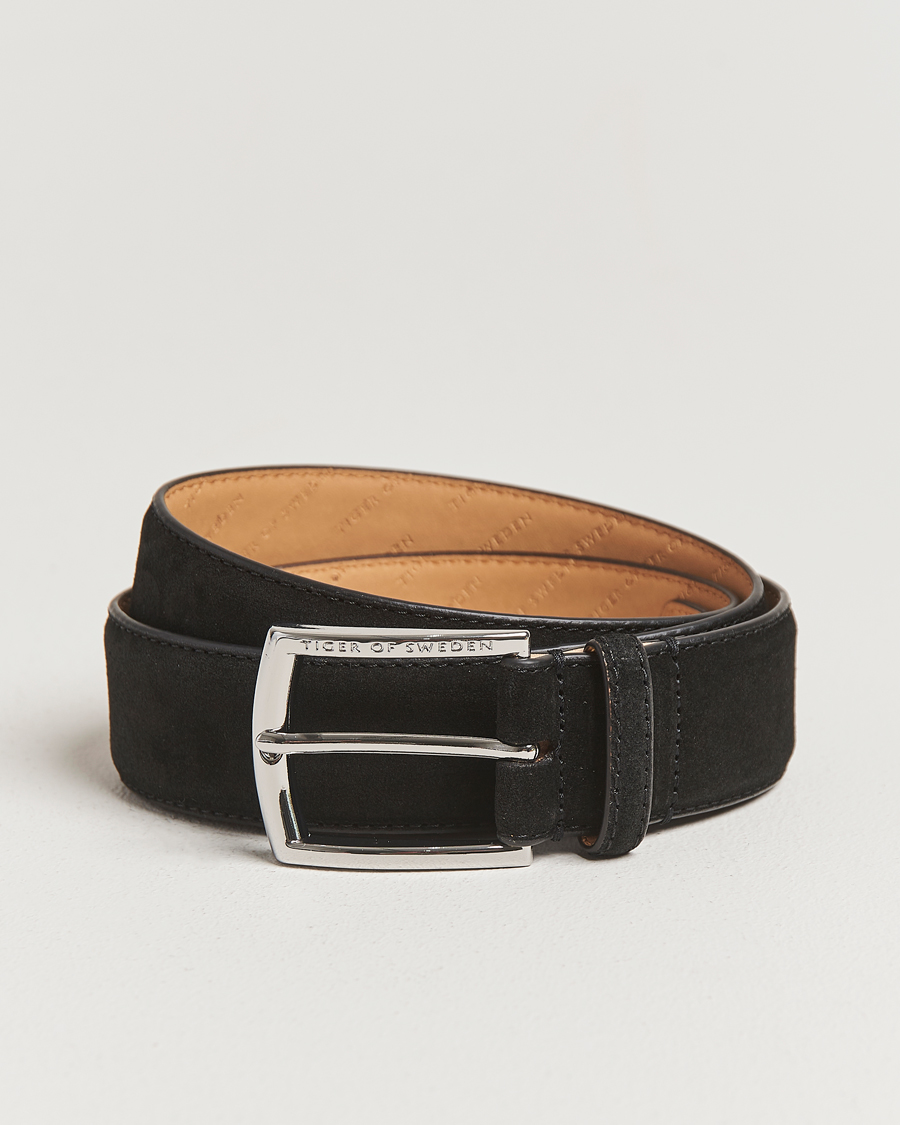 Hombres | Tiger of Sweden Bergstroms Suede Belt Black | Tiger of Sweden | Bergstroms Suede Belt Black