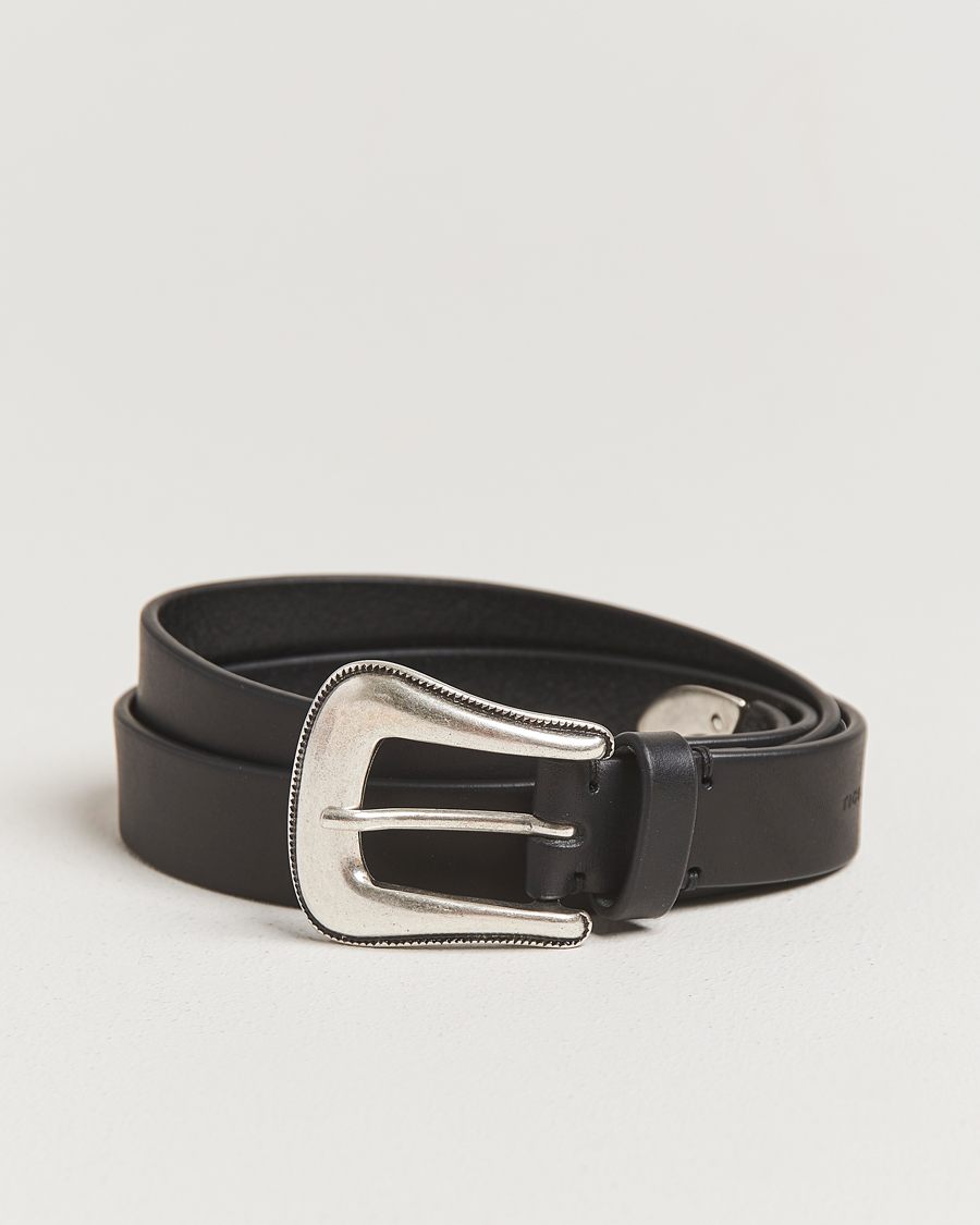 Hombres | Tiger of Sweden Ecus Western Leather Belt Black | Tiger of Sweden | Ecus Western Leather Belt Black