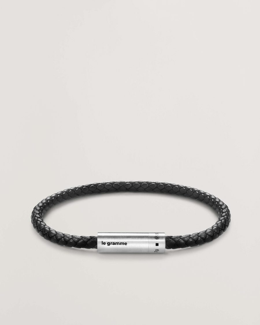 Hombres | Joyas | LE GRAMME | Leather Cable Bracelet Black/Sterling Silver 7g