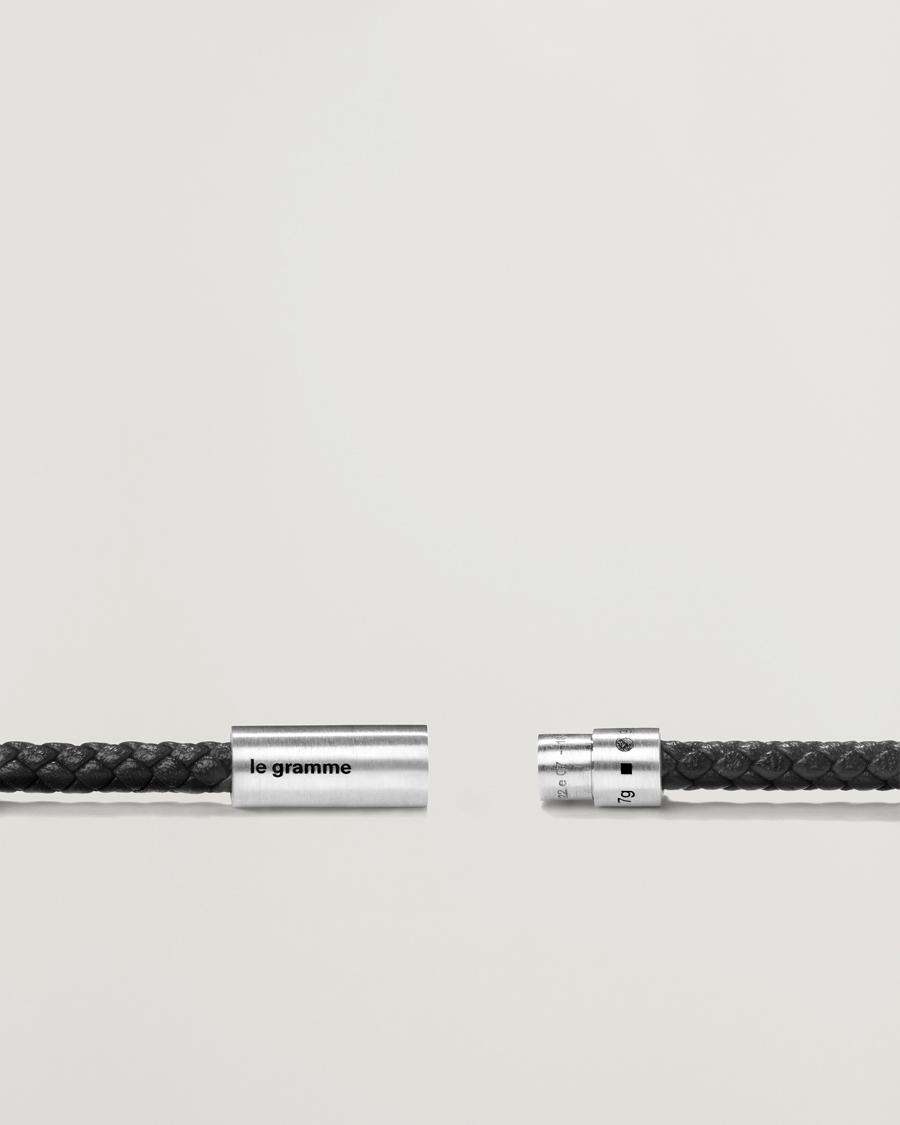 Hombres | Joyas | LE GRAMME | Leather Cable Bracelet Black/Sterling Silver 7g