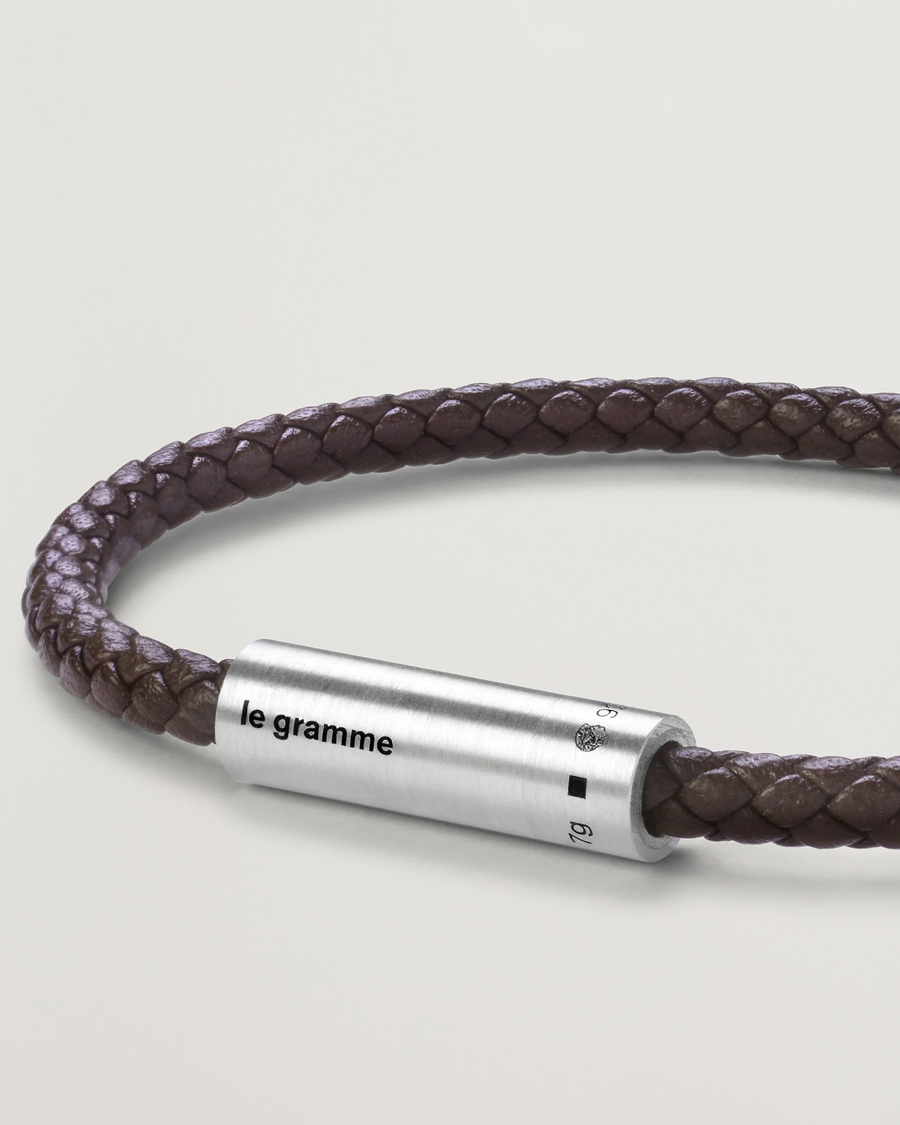 Hombres | Joyas | LE GRAMME | Leather Cable Bracelet Brown/Sterling Silver 7g