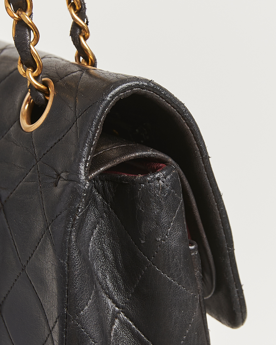 Hombres | Chanel Pre-Owned Classic Double Flap Medium Lambskin Black | Chanel Pre-Owned | Classic Double Flap Medium Lambskin Black