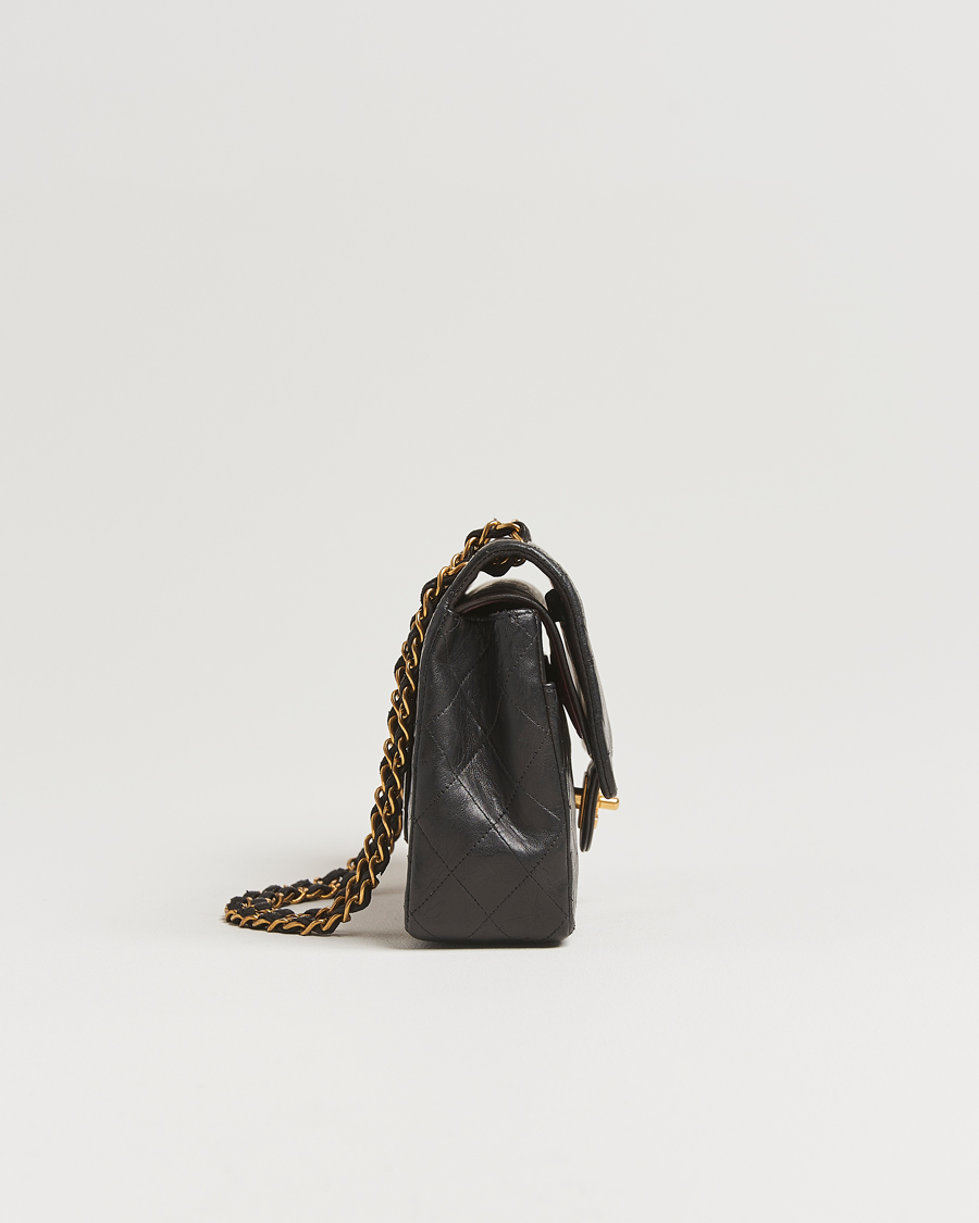 Hombres | Chanel Pre-Owned Classic Double Flap Medium Lambskin Black | Chanel Pre-Owned | Classic Double Flap Medium Lambskin Black