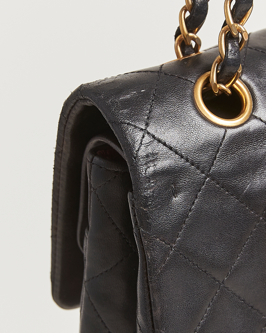 Hombres | Chanel Pre-Owned Classic Double Flap Medium Lambskin Black | Chanel Pre-Owned | Classic Double Flap Medium Lambskin Black