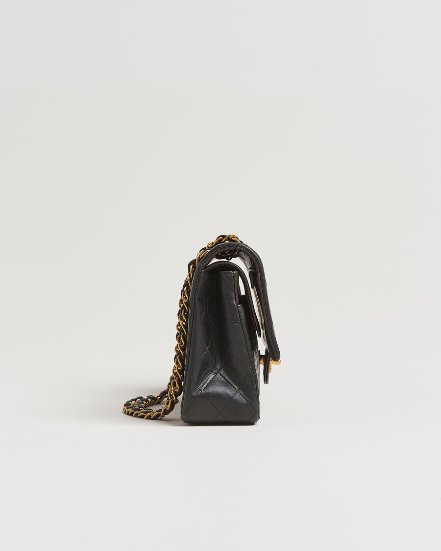 Hombres | Chanel Pre-Owned Classic Double Flap Medium Lambskin Black | Chanel Pre-Owned | Classic Double Flap Medium Lambskin Black