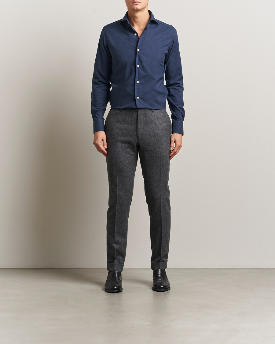 Hombres | Camisas | 100Hands | Cotton Melange Cut Away Shirt Light Blue