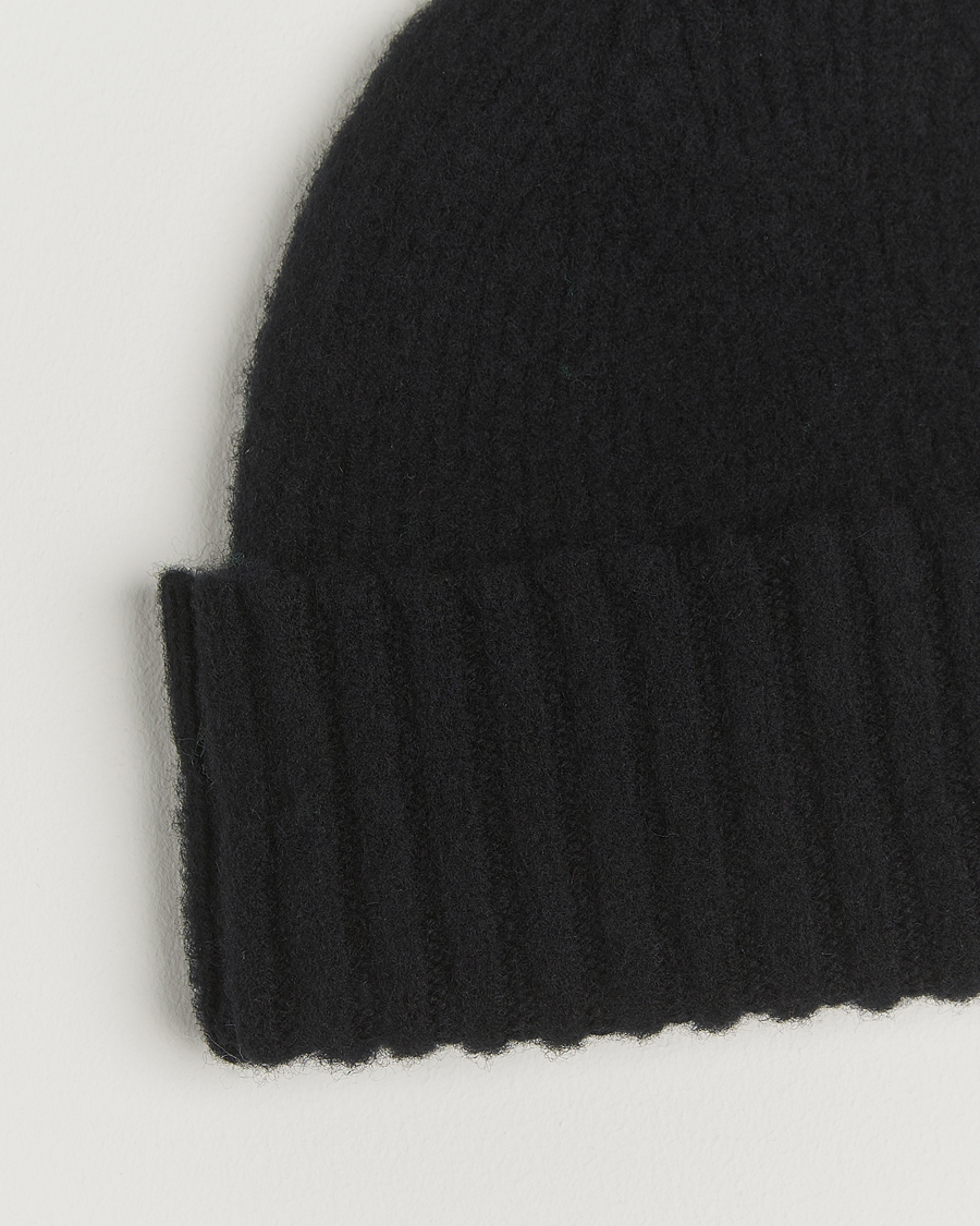 Hombres | Gorros | Robert Mackie | Rona Ribbed Shaggy Lambswool Beanie Black