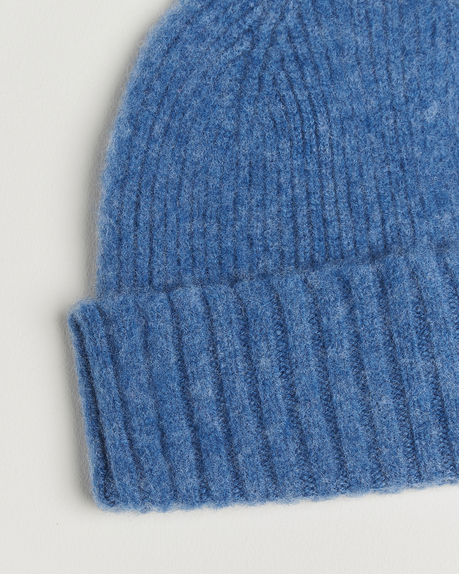 Hombres | Gorros | Robert Mackie | Rona Ribbed Shaggy Lambswool Beanie Light Blue