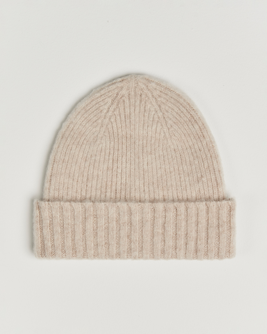Hombres | Gorros | Robert Mackie | Rona Ribbed Shaggy Lambswool Beanie White