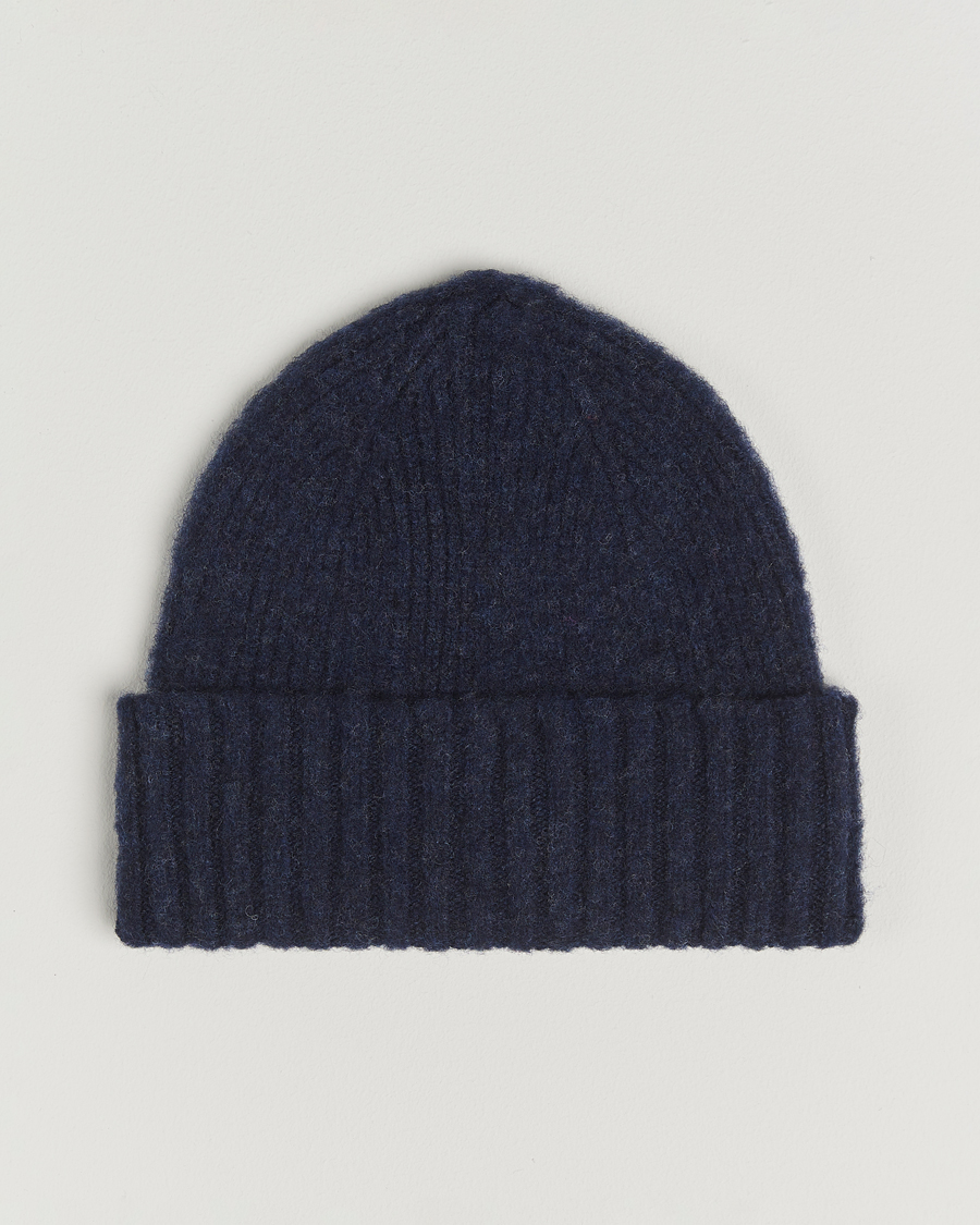 Hombres | Gorros | Robert Mackie | Rona Ribbed Shaggy Lambswool Beanie Blue