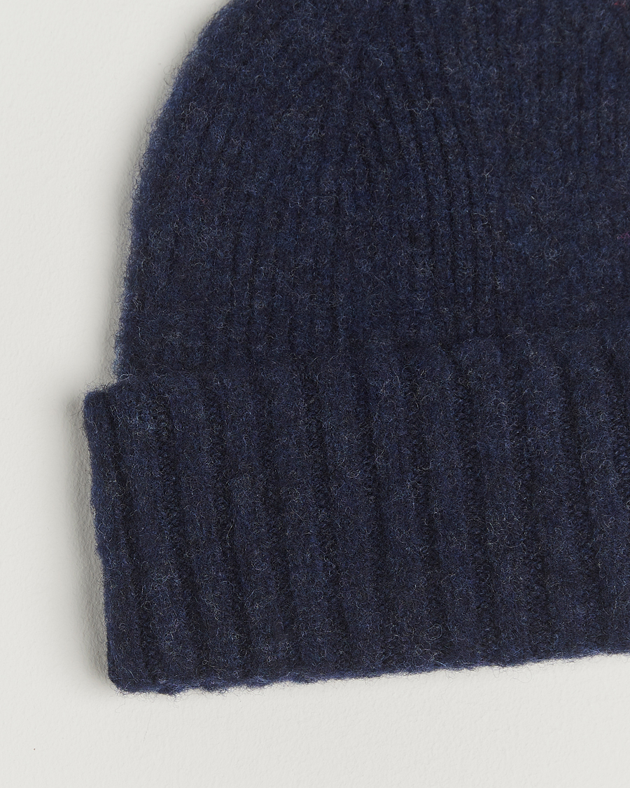 Hombres | Gorros | Robert Mackie | Rona Ribbed Shaggy Lambswool Beanie Blue