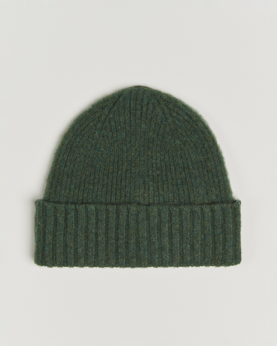 Hombres | Gorros | Robert Mackie | Rona Ribbed Shaggy Lambswool Beanie Green
