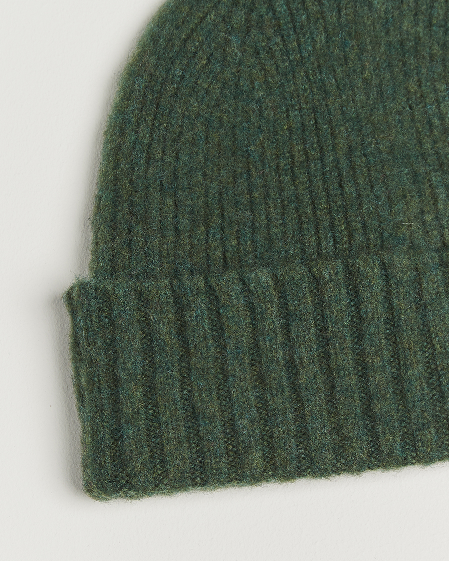 Hombres | Gorros | Robert Mackie | Rona Ribbed Shaggy Lambswool Beanie Green