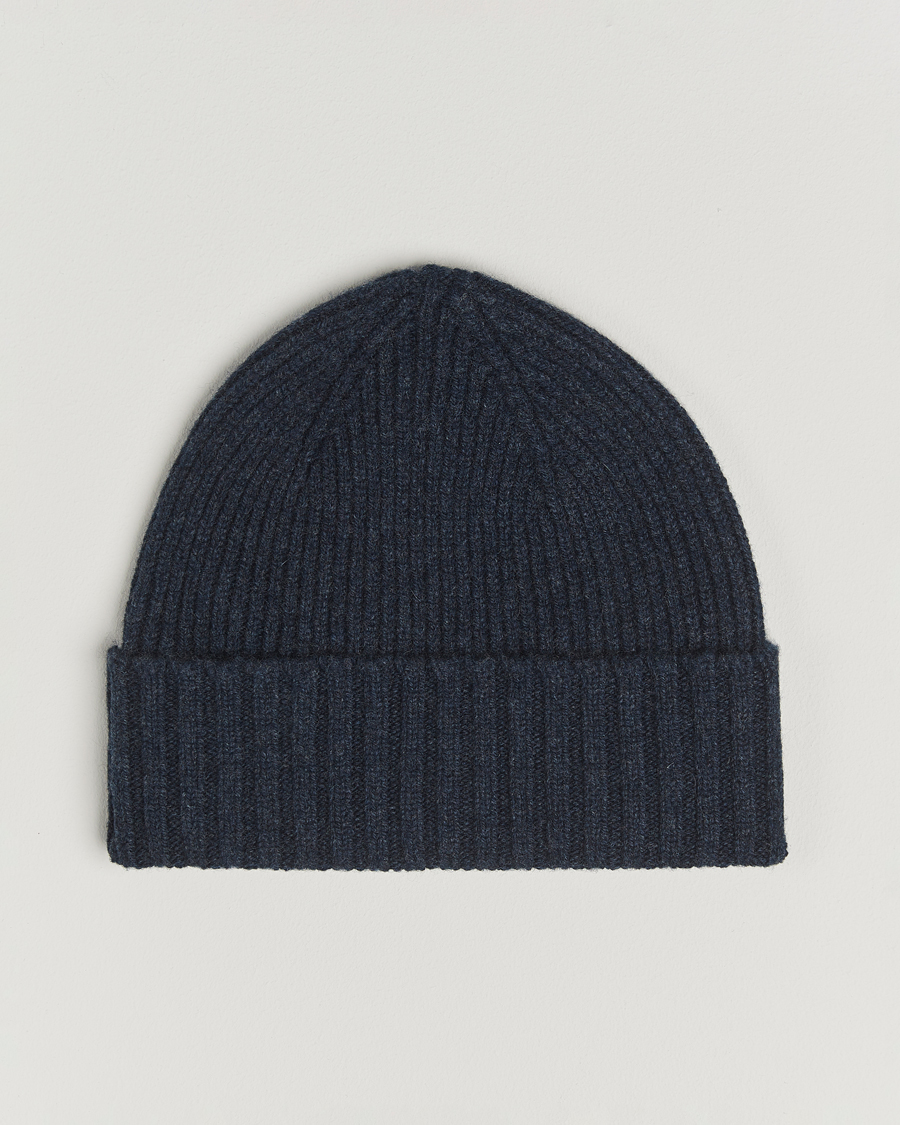 Hombres | Gorros | Robert Mackie | Kingswell Ribbed Wool/Cashmere Beanie Navy