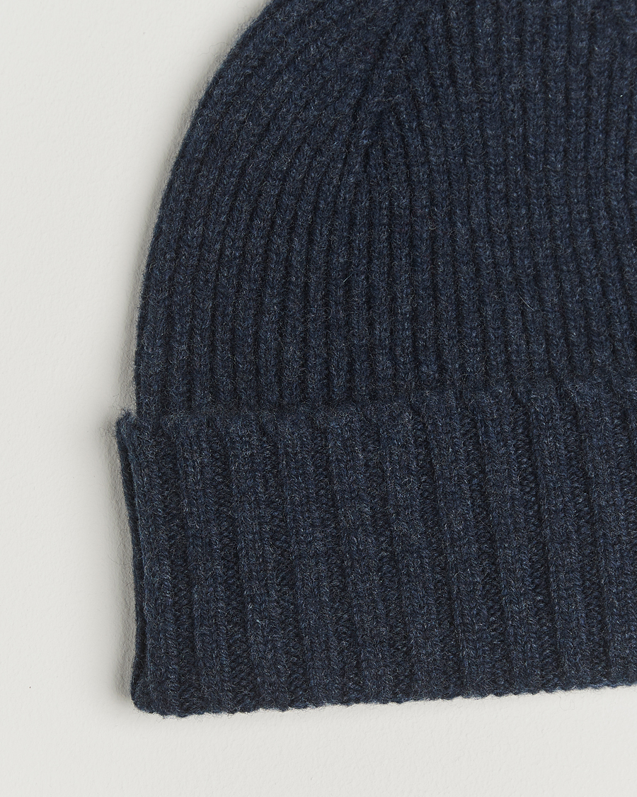 Hombres | Gorros | Robert Mackie | Kingswell Ribbed Wool/Cashmere Beanie Navy
