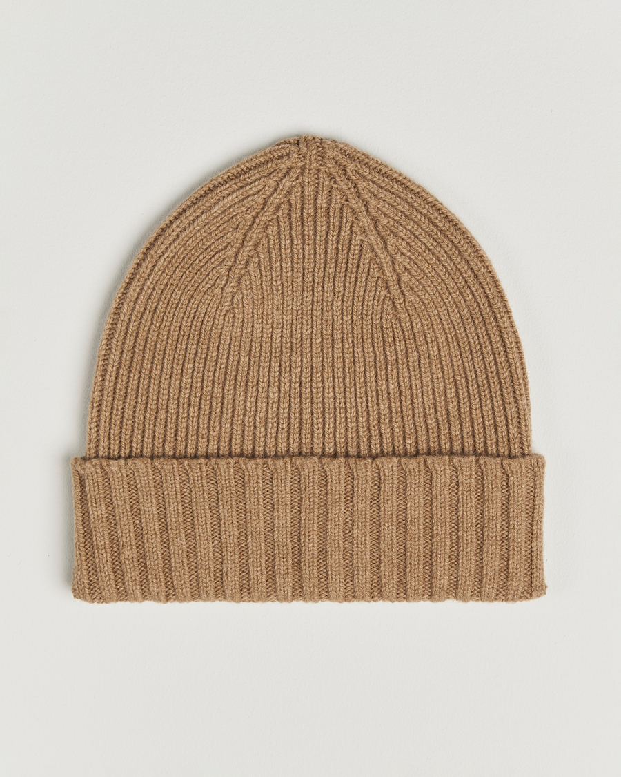 Hombres | Gorros | Robert Mackie | Kingswell Ribbed Wool/Cashmere Beanie Beige