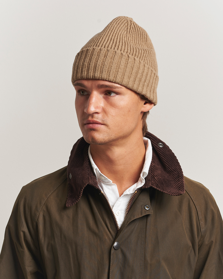 Hombres | Gorros | Robert Mackie | Kingswell Ribbed Wool/Cashmere Beanie Beige