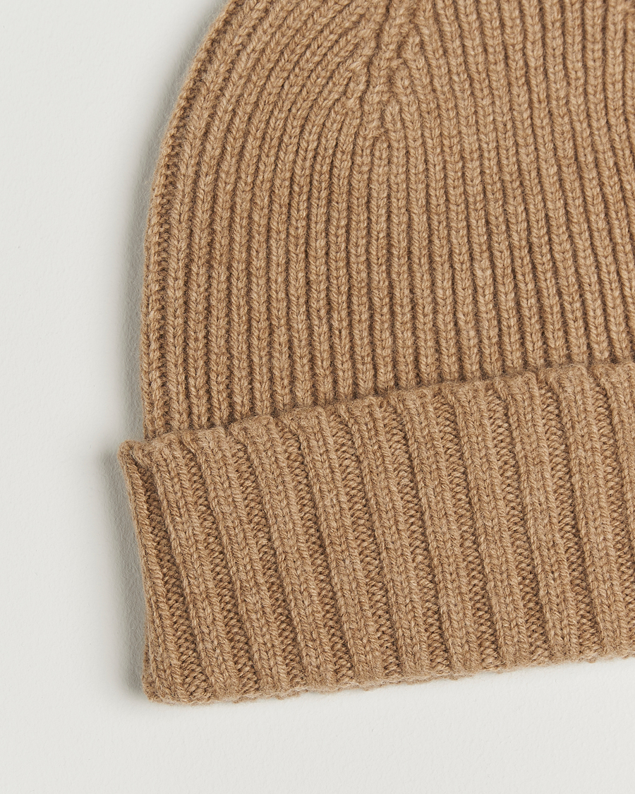 Hombres | Gorros | Robert Mackie | Kingswell Ribbed Wool/Cashmere Beanie Beige