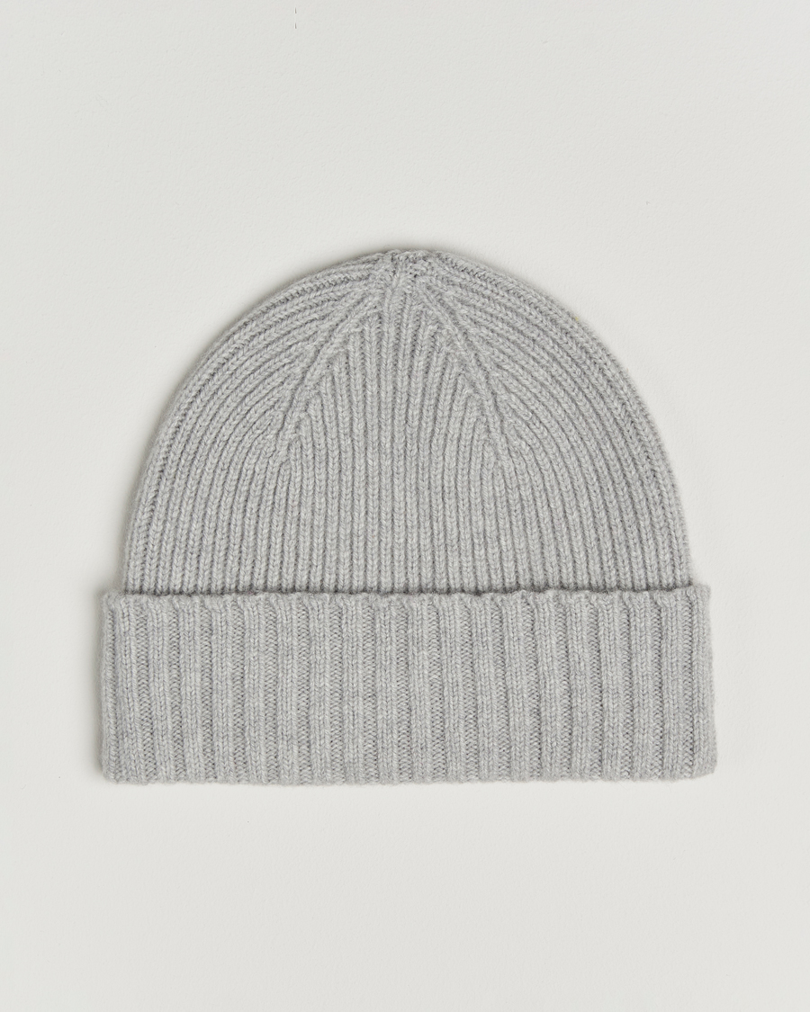 Hombres | Gorros | Robert Mackie | Kingswell Ribbed Wool/Cashmere Beanie Light Grey