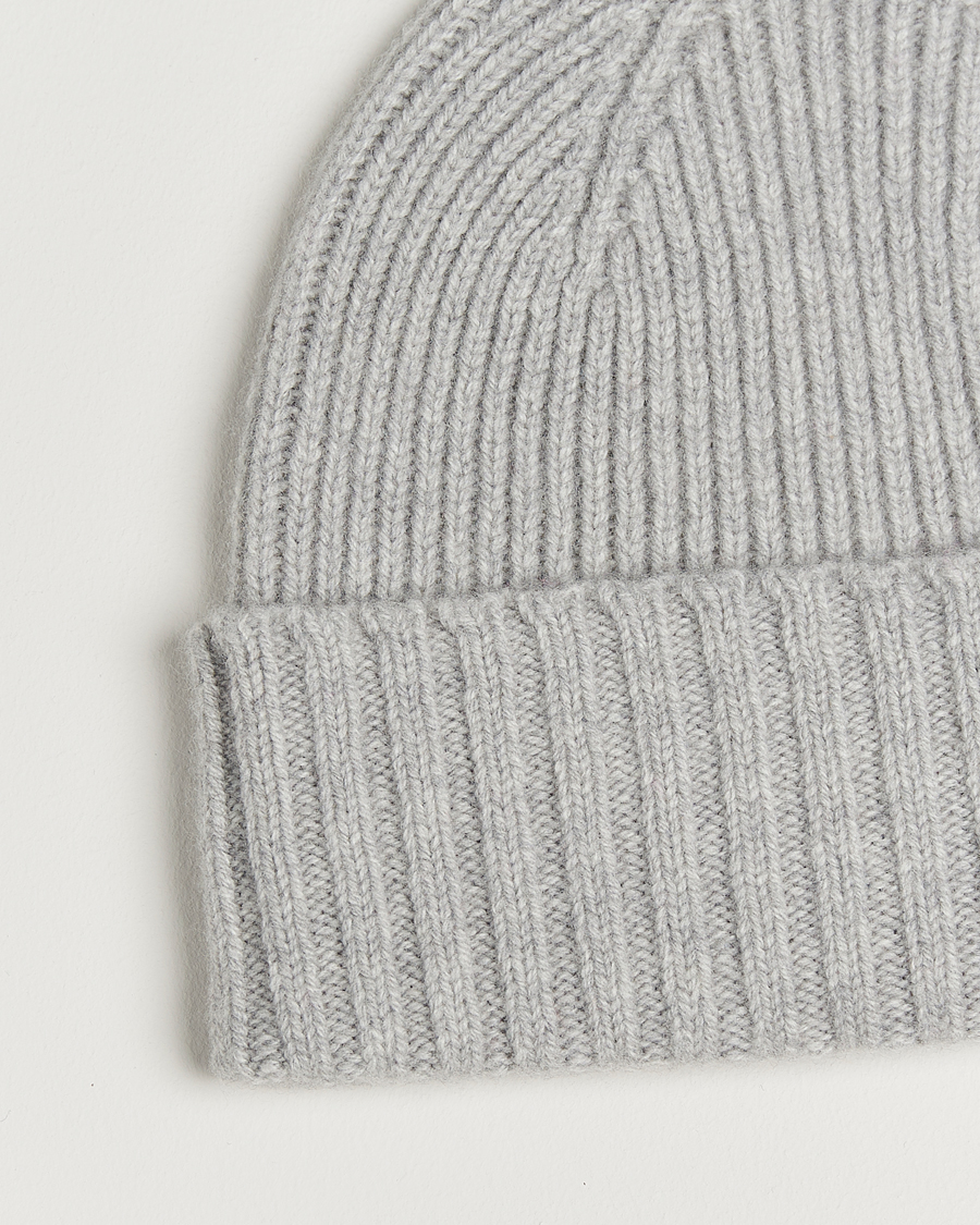 Hombres | Gorros | Robert Mackie | Kingswell Ribbed Wool/Cashmere Beanie Light Grey