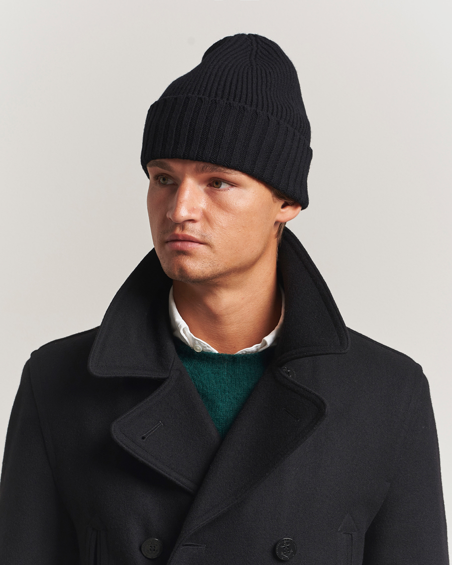 Hombres | Gorros | Robert Mackie | Kingswell Ribbed Wool/Cashmere Beanie Black