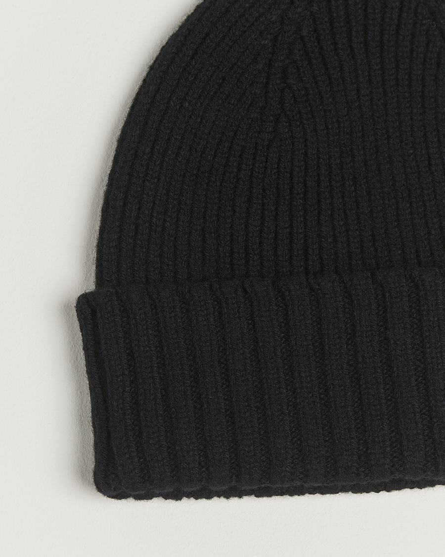 Hombres | Gorros | Robert Mackie | Kingswell Ribbed Wool/Cashmere Beanie Black