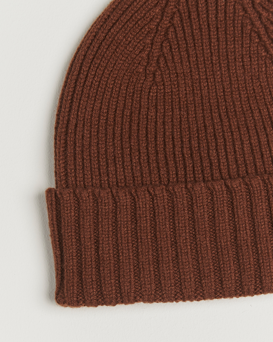 Hombres | Gorros | Robert Mackie | Kingswell Ribbed Wool/Cashmere Beanie Brown