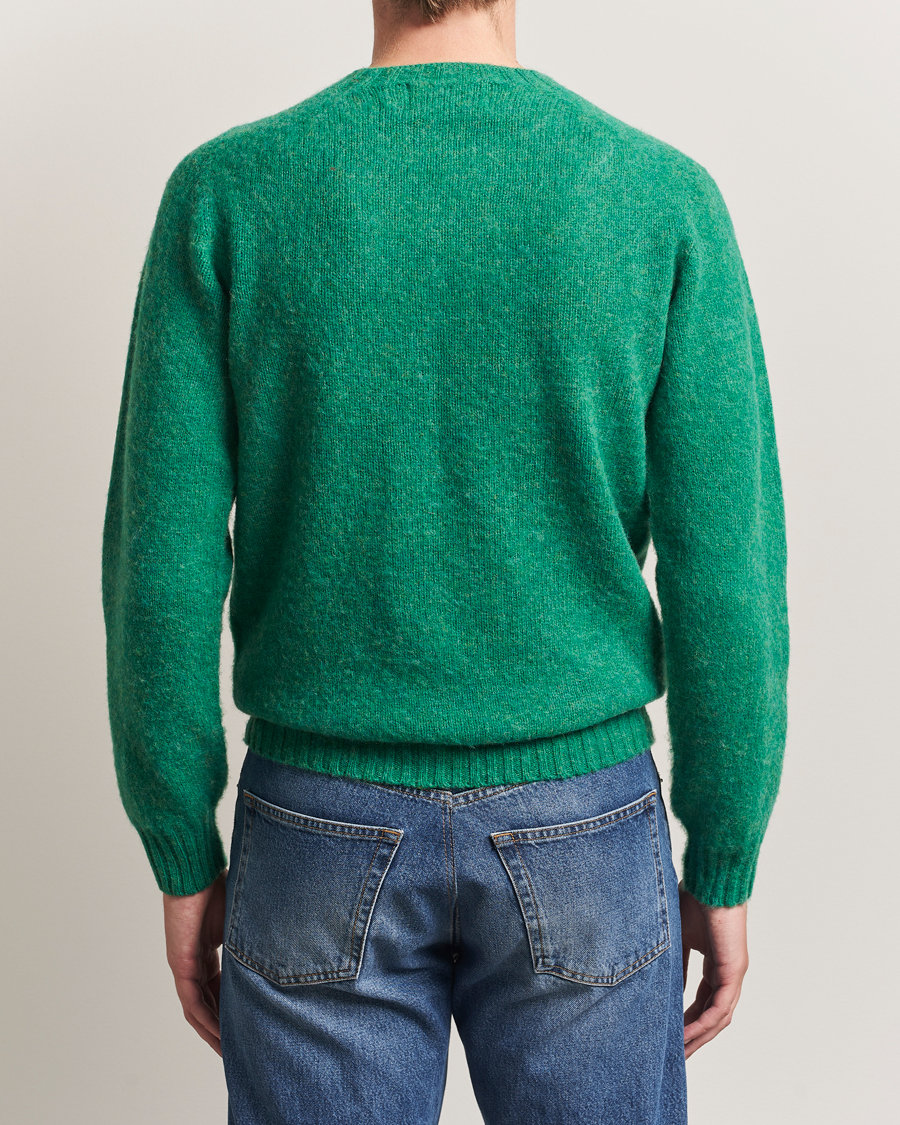 Hombres | Jerséis y prendas de punto | Harley Of Scotland | Brushed Supersoft Lambswool Crewneck Evergreen