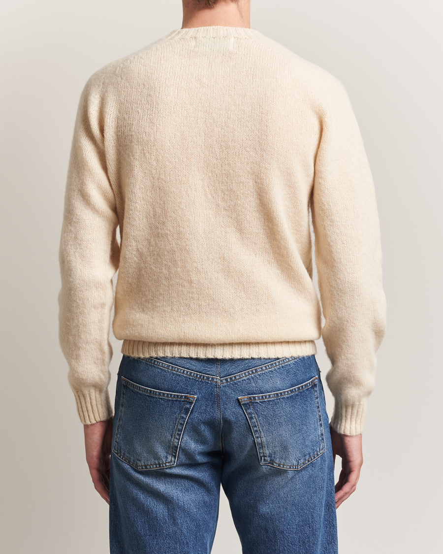Hombres | Jerséis y prendas de punto | Harley Of Scotland | Brushed Supersoft Lambswool Crewneck Vanilla