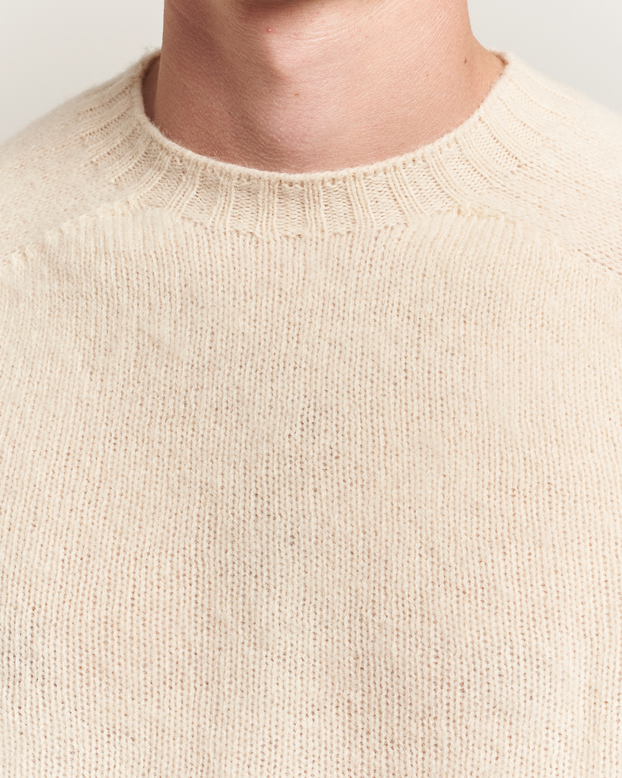 Hombres | Jerséis y prendas de punto | Harley Of Scotland | Brushed Supersoft Lambswool Crewneck Vanilla