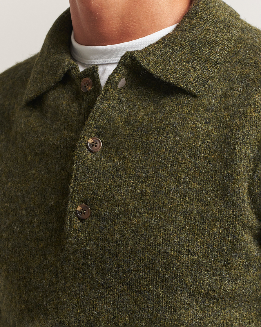 Hombres | Jerséis y prendas de punto | Harley Of Scotland | Brushed Supersoft Lambswool Polo Scots Pine