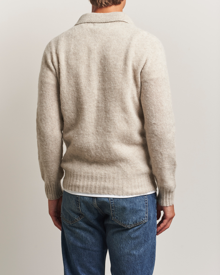 Hombres | Jerséis y prendas de punto | Harley Of Scotland | Brushed Supersoft Lambswool Polo Vellum