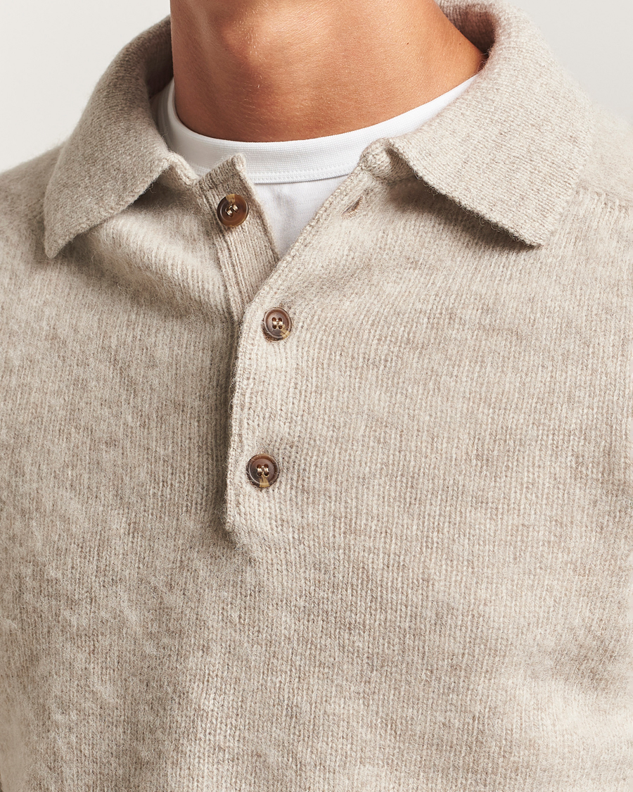 Hombres | Jerséis y prendas de punto | Harley Of Scotland | Brushed Supersoft Lambswool Polo Vellum