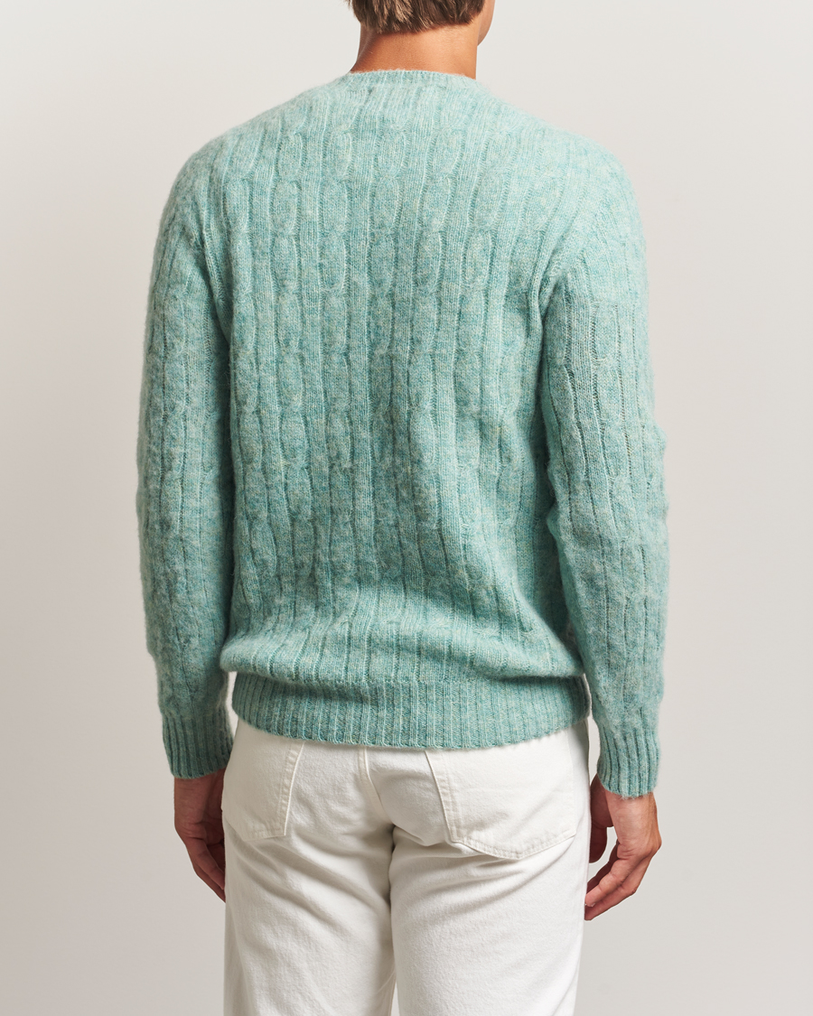 Hombres | Jerséis y prendas de punto | Harley Of Scotland | Brushed Supersoft Lambswool Cable Opal